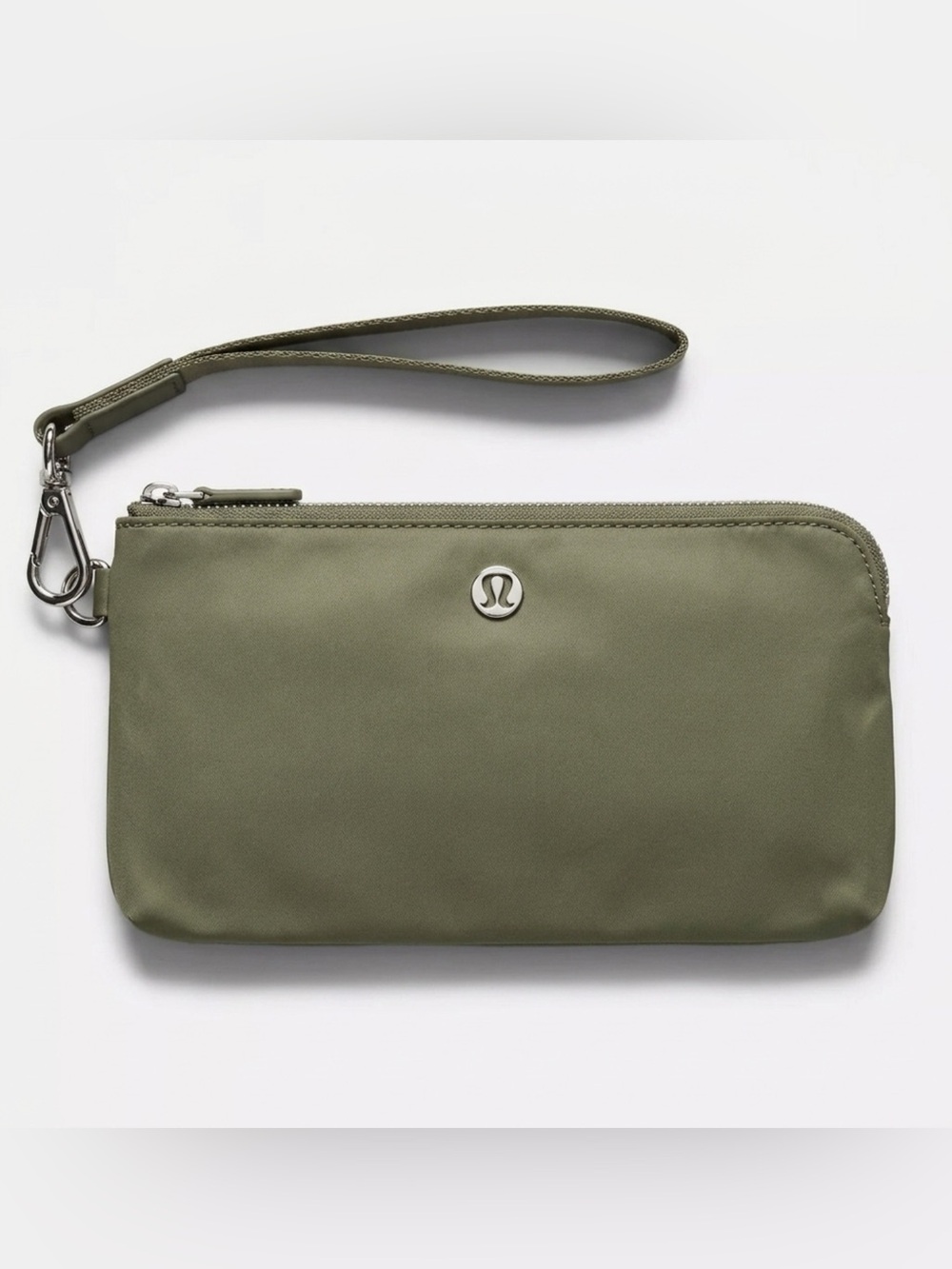 lululemon Curved Wristlet Grey Sage | Double Zip Nylon Pouch O/S 9” L